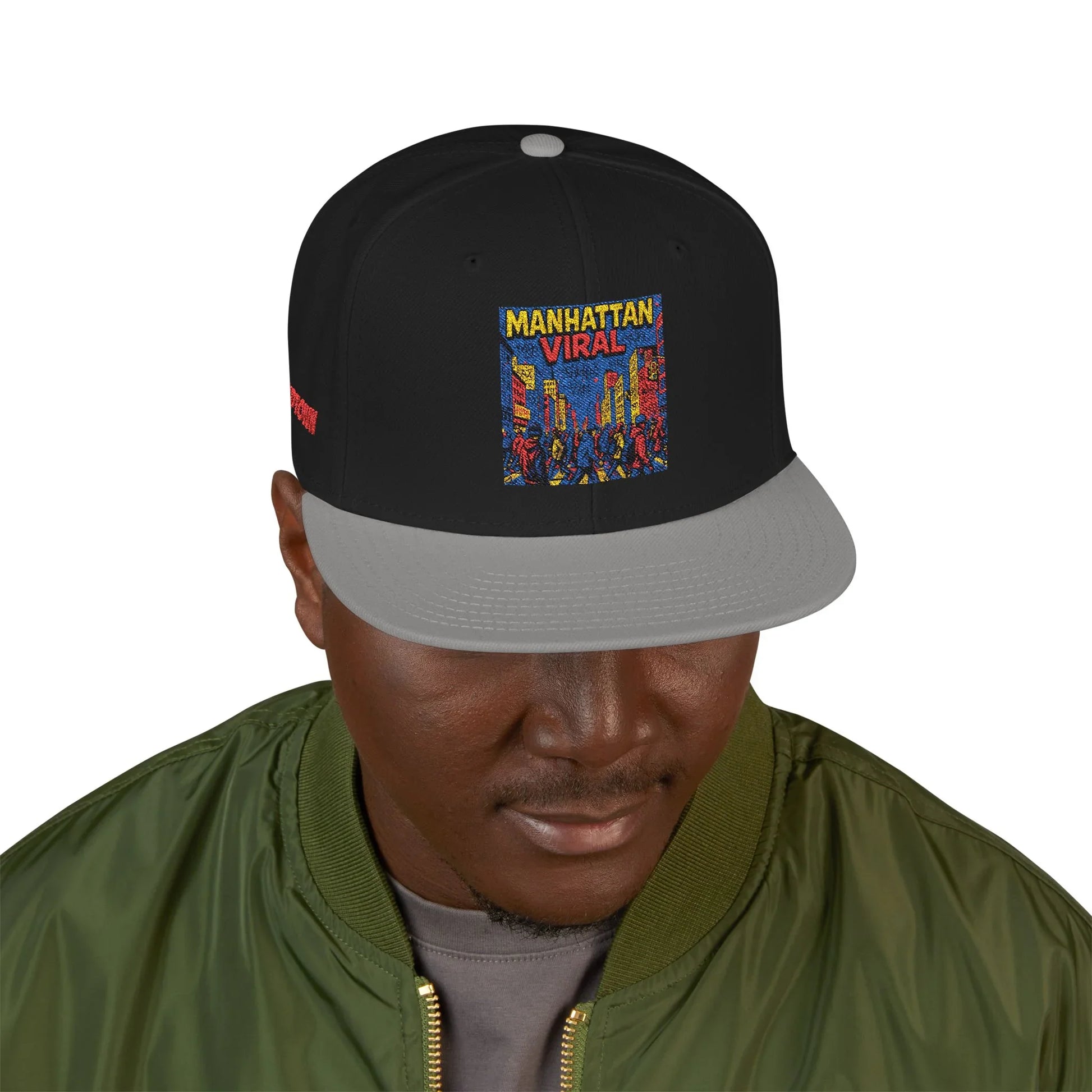 Midtown Hustle Embroidered Snapback Cap, Colorful Hat For NYC Streetwear, Unique Gift for Friends, Casual Accessories - Manhattan Viral