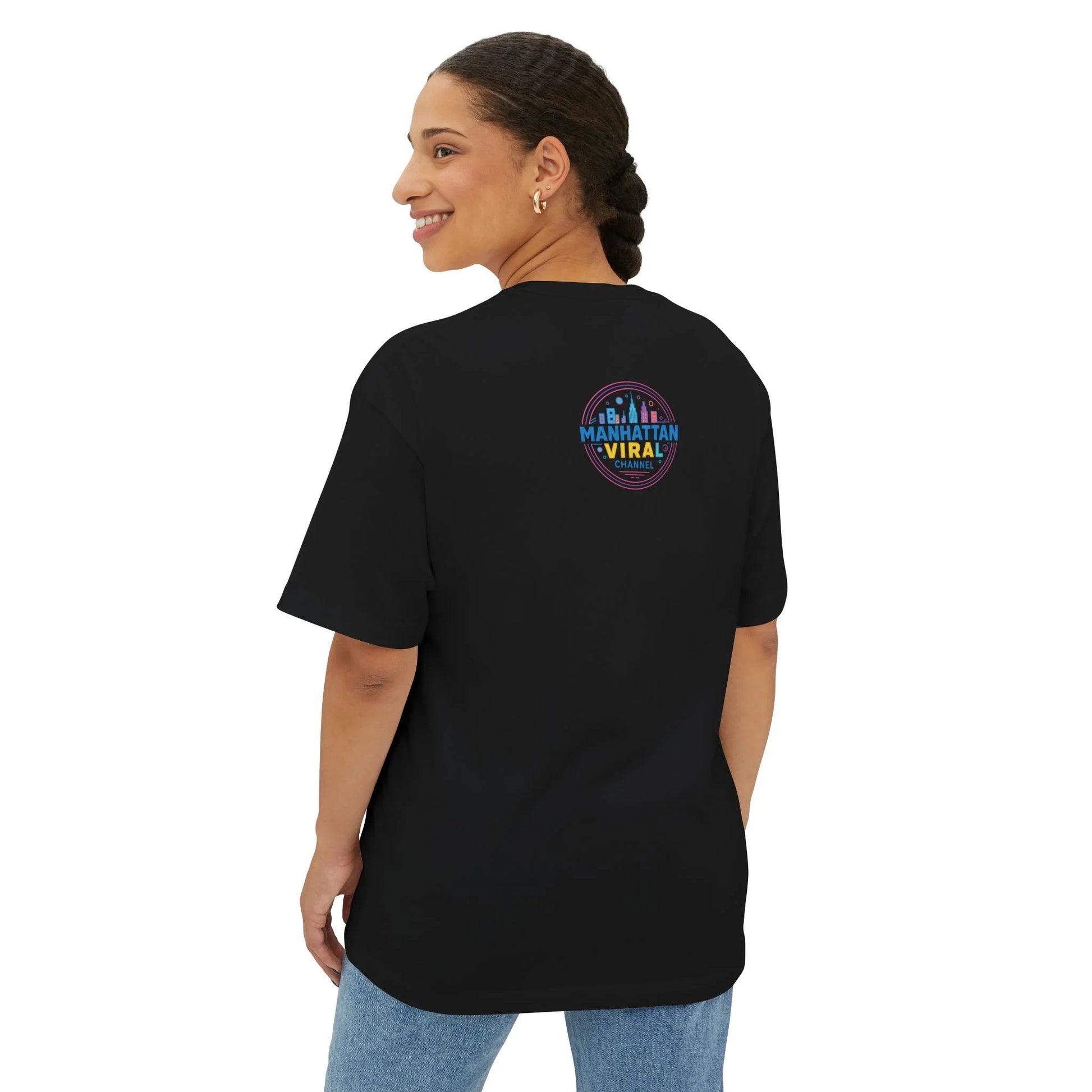 Viral Times Square  Oversized Boxy Tee with Urban Graphic, Streetwear T-Shirt, NYC Fashion - Viral Times Square  Oversized Boxy Tee with Urban Graphic, Streetwear T-Shirt, NYC Fashion - White - S