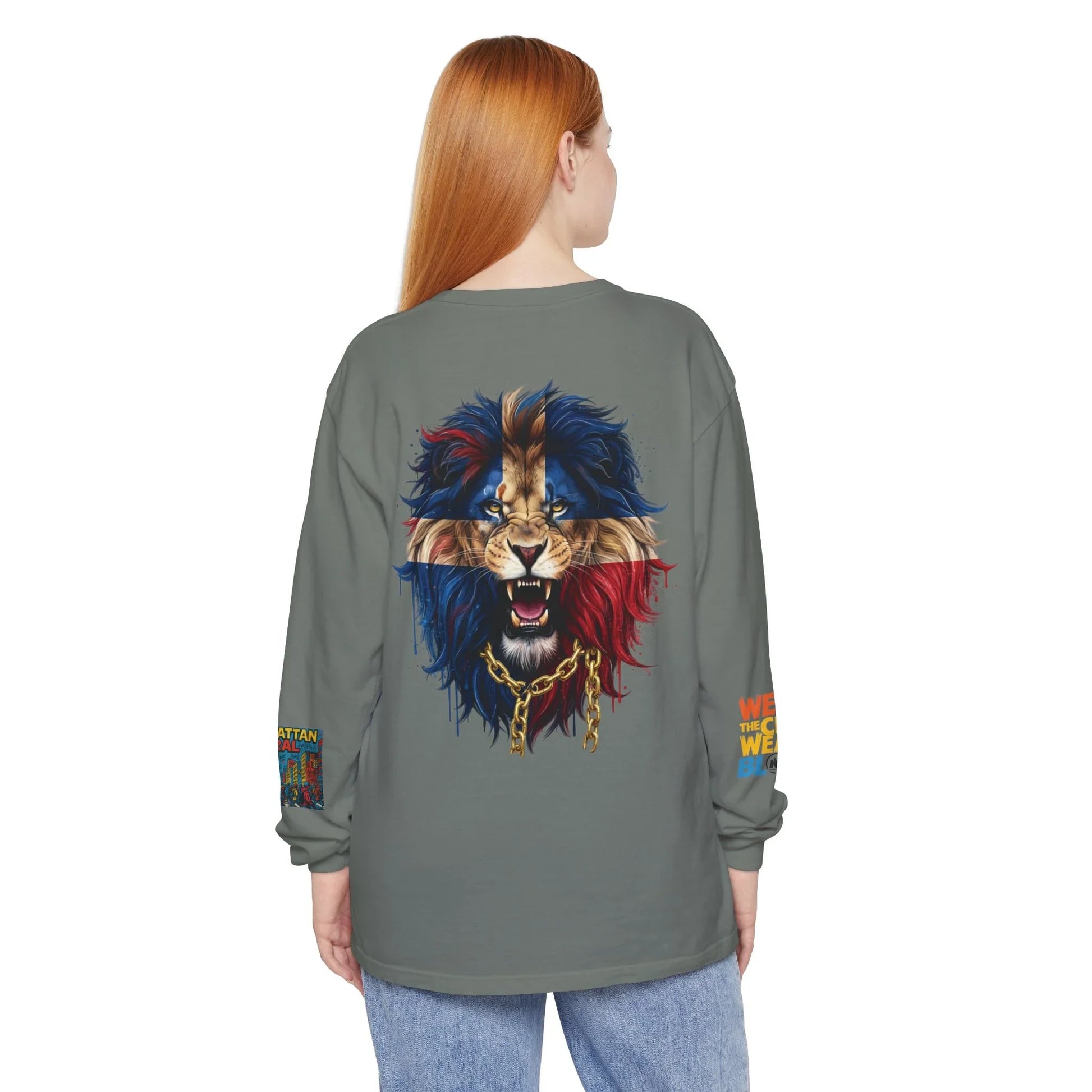 Rep The Block Graphic Long Sleeve Tee with Lion Design, Streetwear - Rep The Block Graphic Long Sleeve Tee with Lion Design, Streetwear - Black - XL