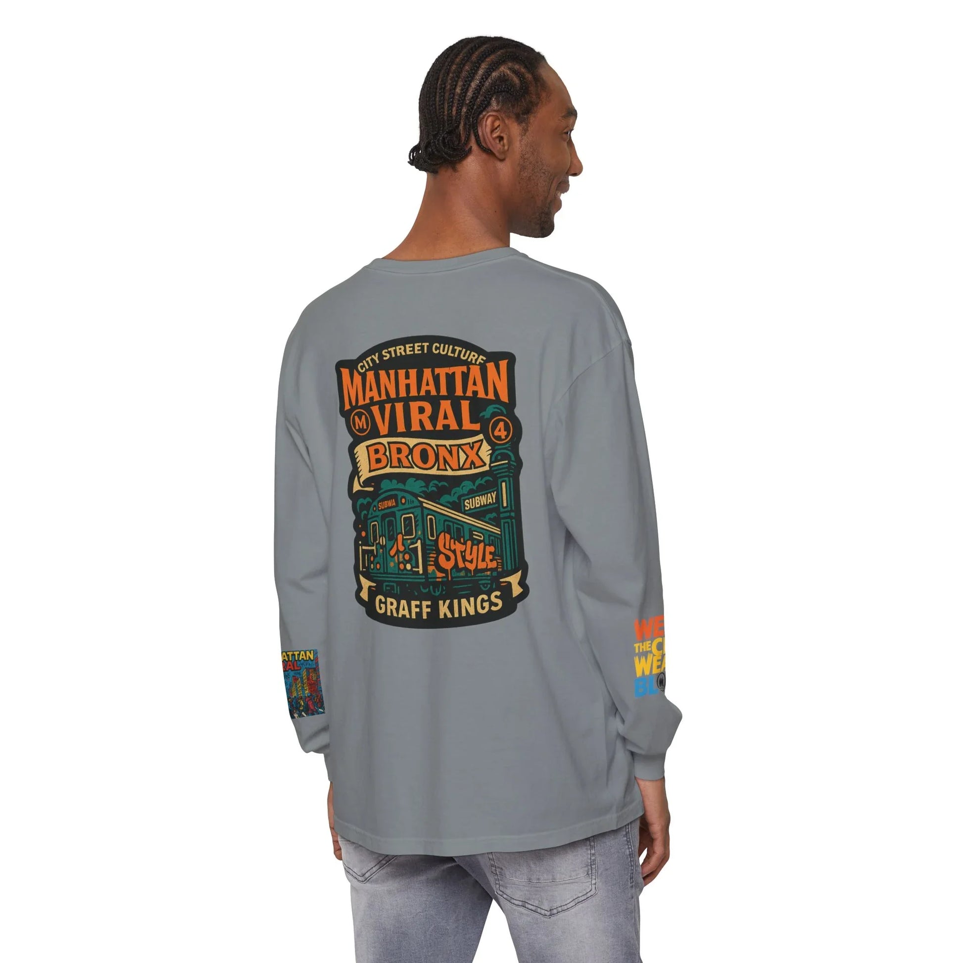 Wear The City Graffiti Long Sleeve T-Shirt, Unisex Streetwear Long Tee - Wear The City Graffiti Long Sleeve T-Shirt, Unisex Streetwear Long Tee - Black - 2XL