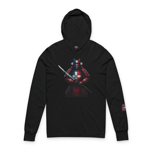 Dominican Samurai Hoodie, Unisex Hooded Long Sleeve Tee, Casual Wear, Streetwear, Geek Culture Merch, Gift for Him/Her, Stylish Layering Top
