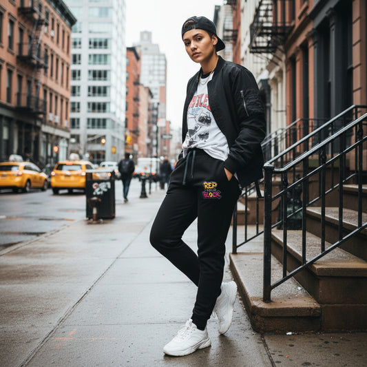 Embroidered 'Rep The Block' Joggers - Gorilla In The City MV Streetwear