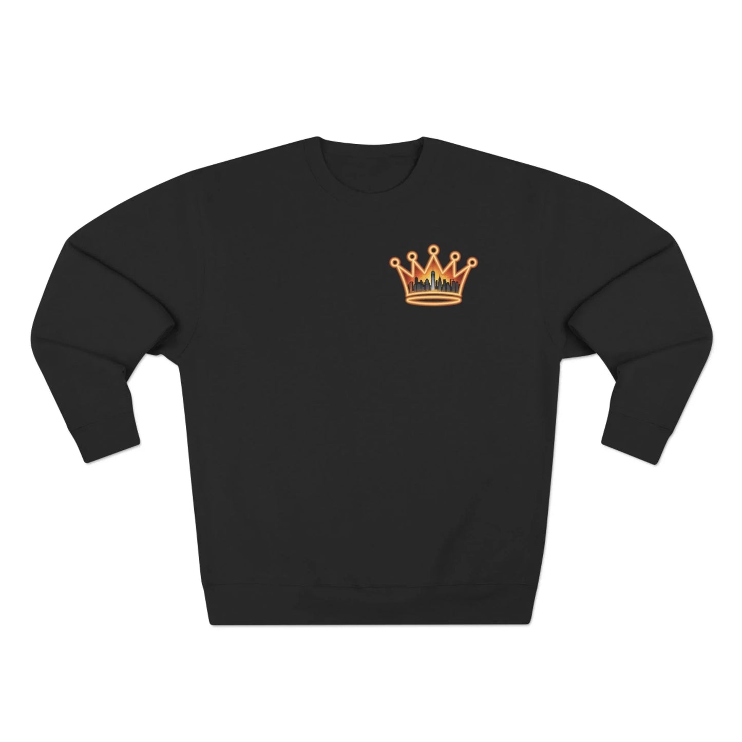 NYC Crowned Crewneck Sweatshirt with Crown Design, Streetwear - S - Heather Grey