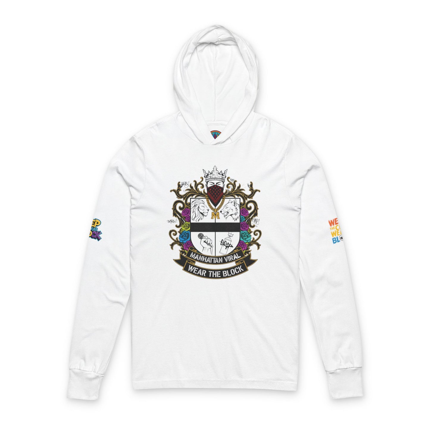 Viral Shield Of Honor Hooded Long Sleeve Tee for Everyday Adventures, Personalized Gift, Family Gatherings, NYC streetwear