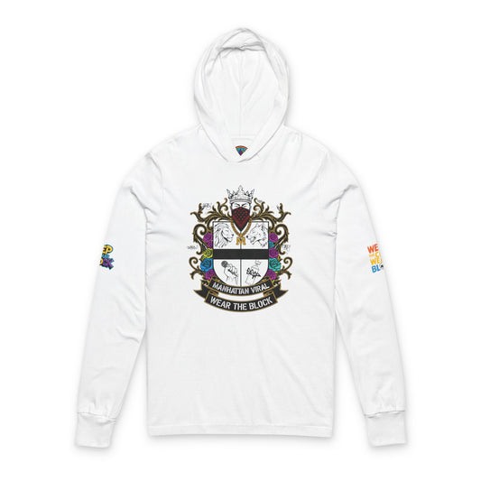 Viral Shield Of Honor Hooded Long Sleeve Tee for Everyday Adventures, Personalized Gift, Family Gatherings, NYC streetwear