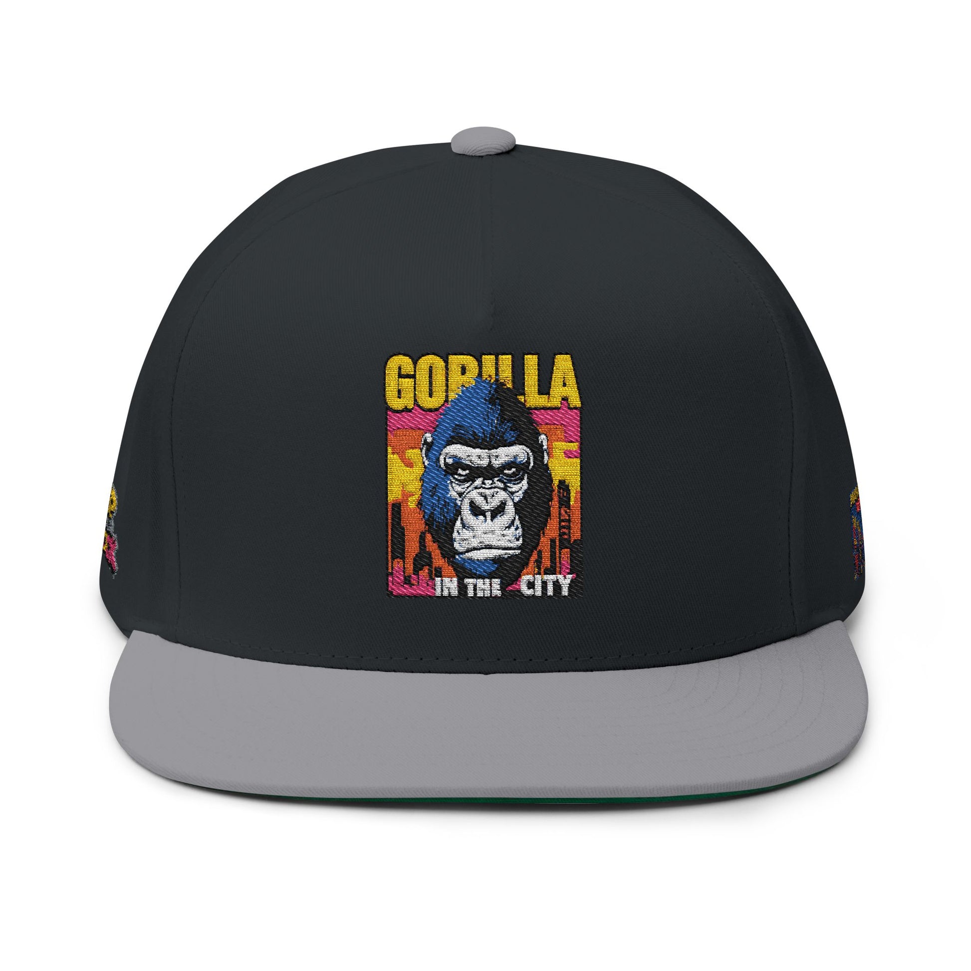MV Gorilla Flat Bill Cap, Embroidered Snapback Hat, Trendy Cap for Costume Parties, Fall Fashion Accessory, Gifts for Him/Her - MV Gorilla Flat Bill Cap, Embroidered Snapback Hat, Trendy Cap for Costume Parties, Fall Fashion Accessory, Gifts for Him/Her