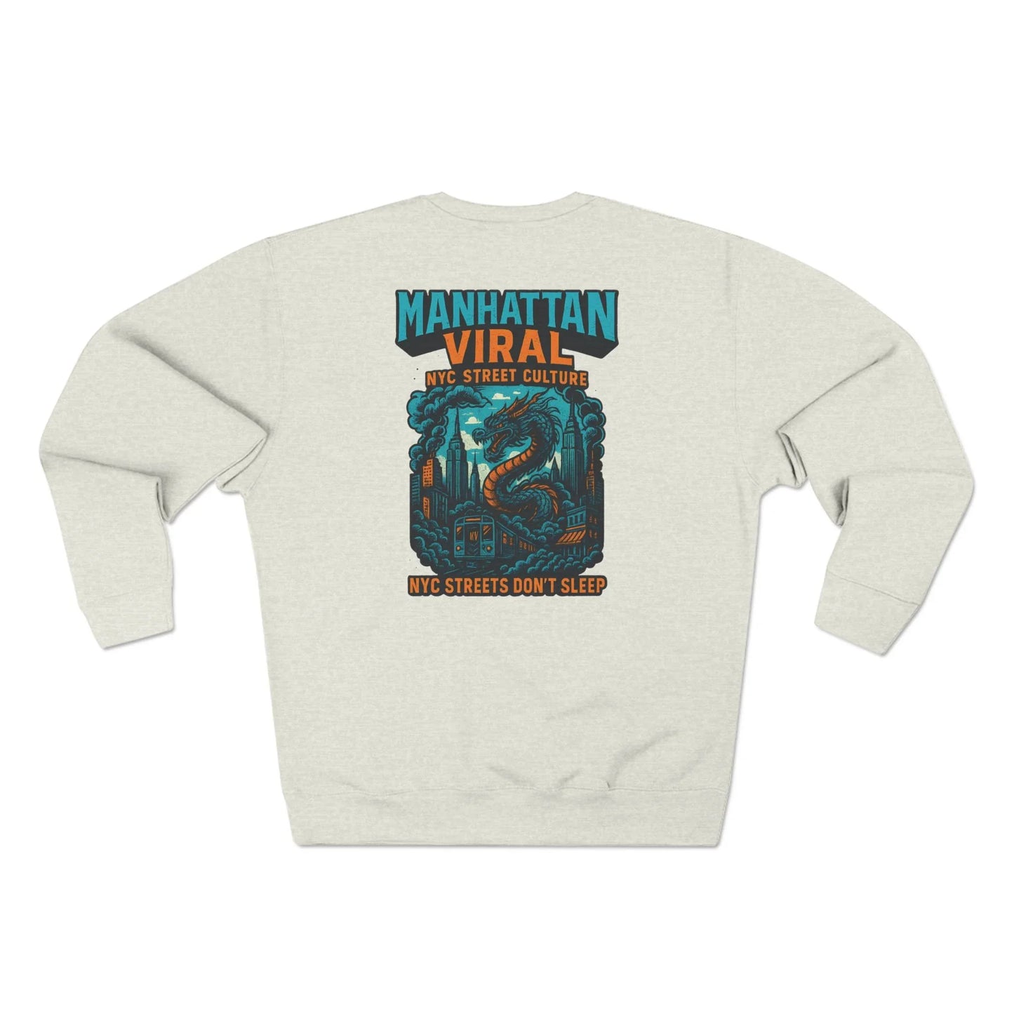 NYC Crowned Crewneck Sweatshirt with Crown Design, Streetwear - XL - Charcoal Heather