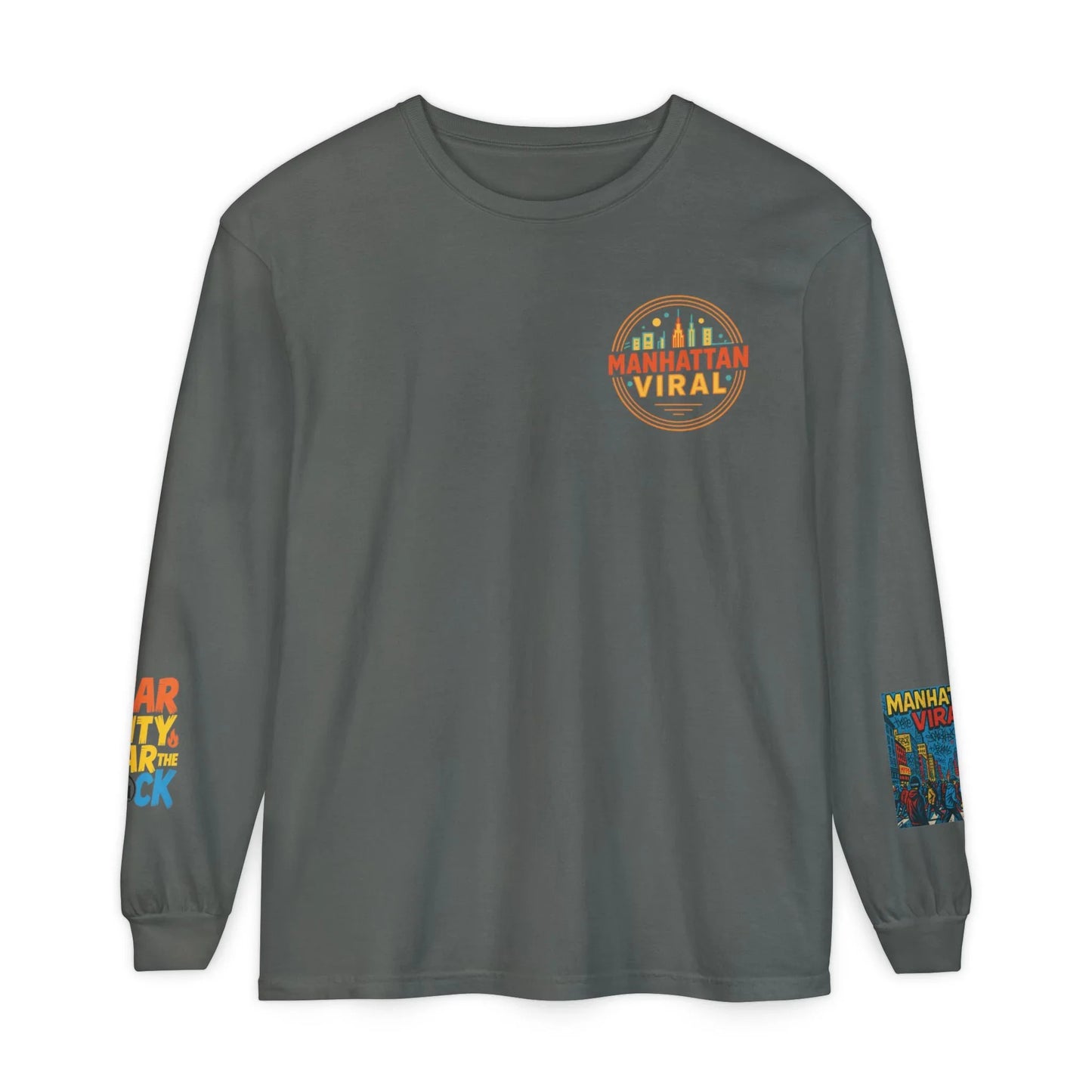 Wear The City Graffiti Long Sleeve T-Shirt, Unisex Streetwear Long Tee - Black - M