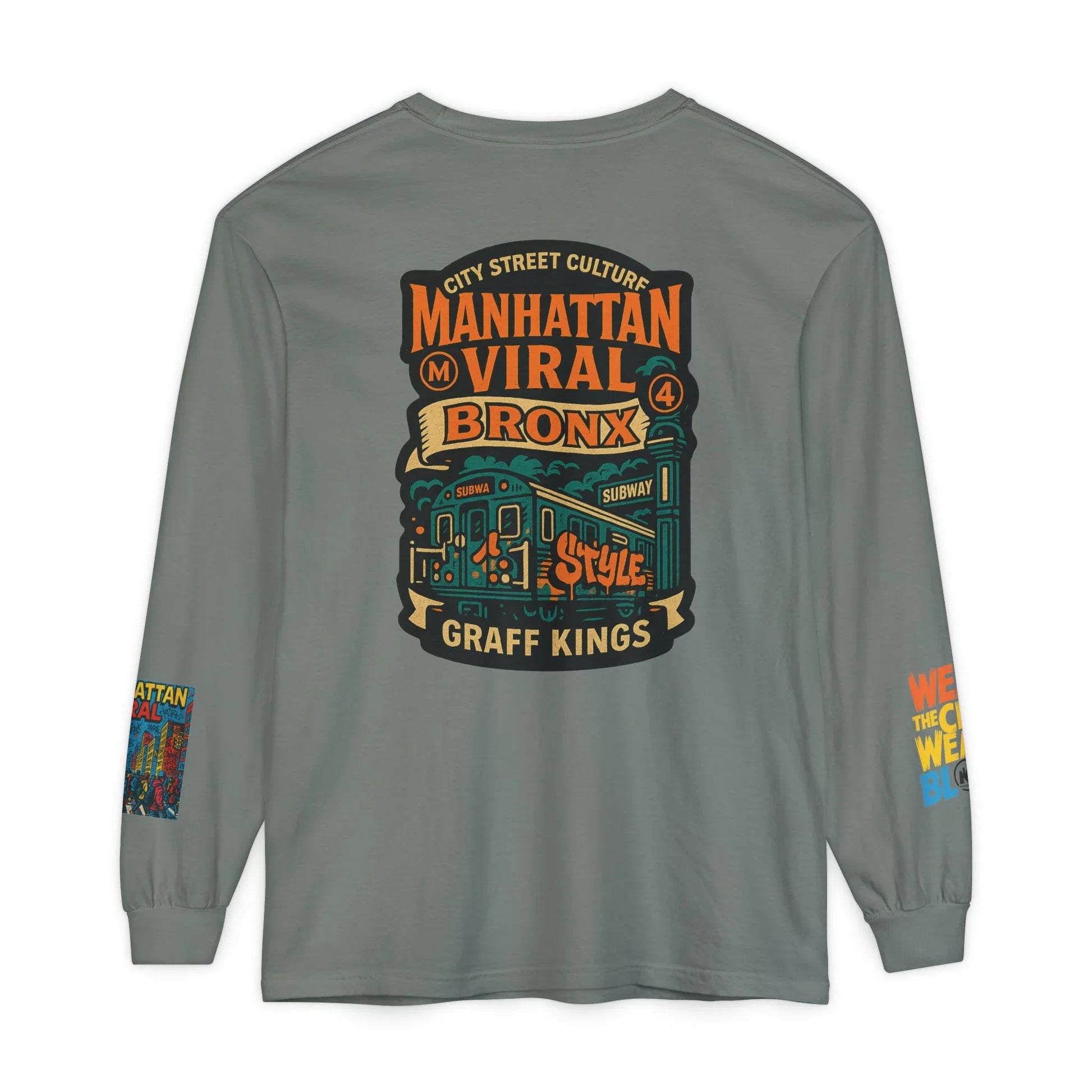 Wear The City Graffiti Long Sleeve T-Shirt, Unisex Streetwear Long Tee - Wear The City Graffiti Long Sleeve T-Shirt, Unisex Streetwear Long Tee - White - XL