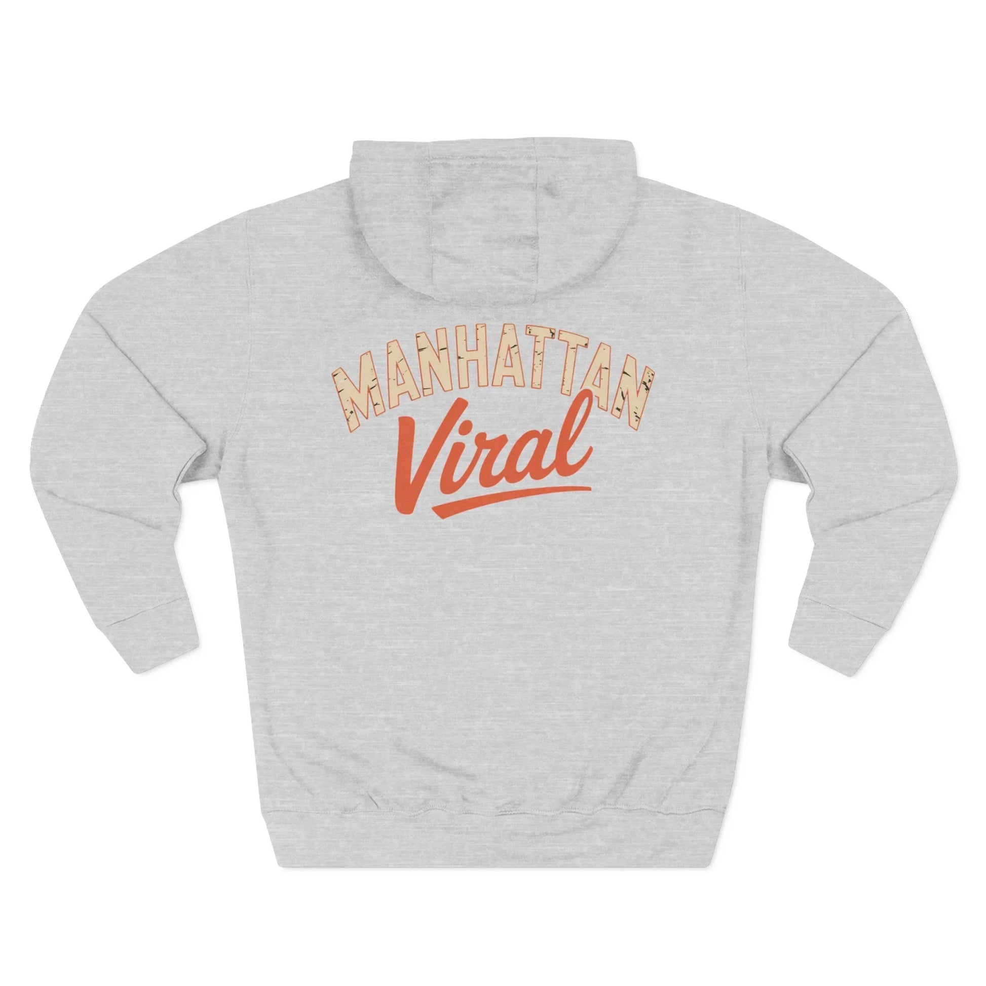 New York City MV Three-Panel Fleece Hoodie, Cozy Streetwear, Urban Fashion, Gift for NYC Lovers, Casual Layering Piece - Manhattan Viral