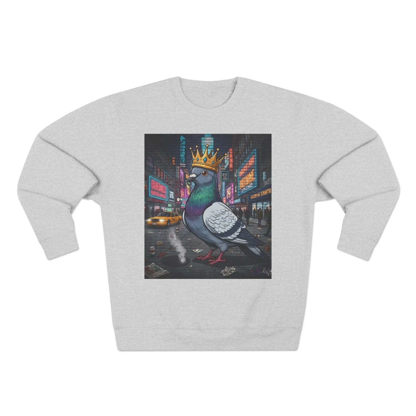 Urban King Pigeon Crewneck Sweatshirt, Streetwear, Graphic Sweatshirt. - S - Black
