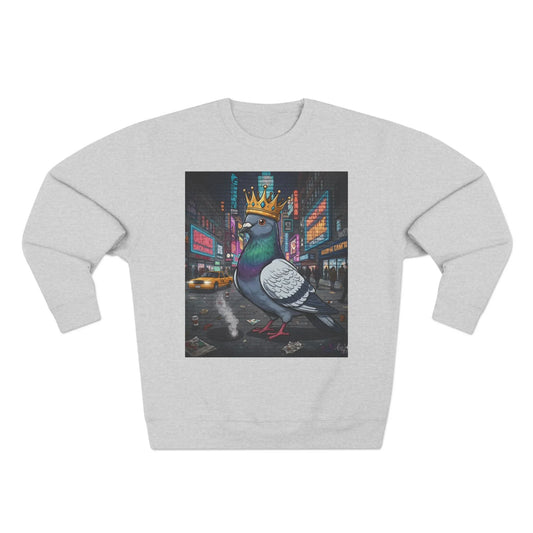 Urban King Pigeon Crewneck Sweatshirt, Streetwear, Graphic Sweatshirt. - S - Black