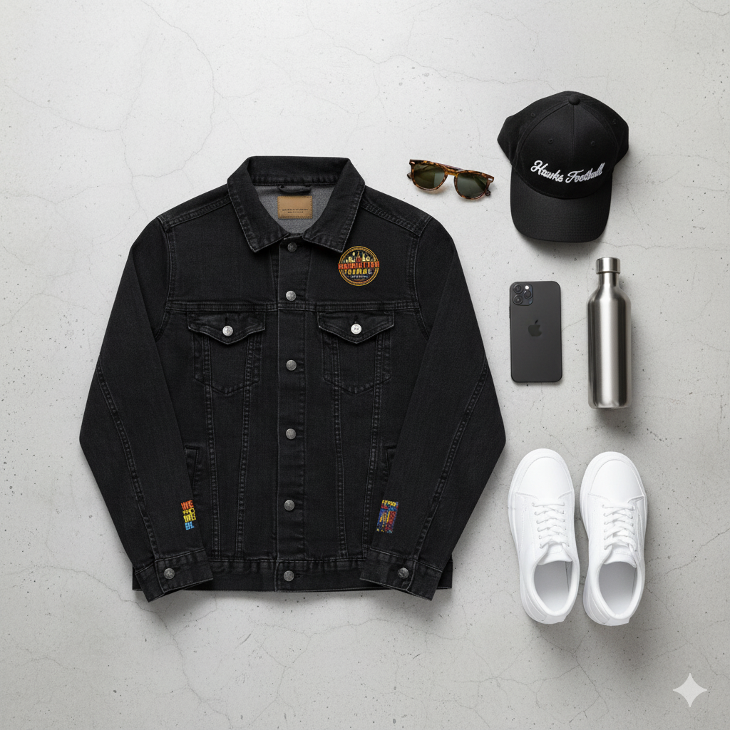 MV Channel Denim Jacket - Manhattan Viral Channel Embroidered Denim Jacket, Casual Streetwear, Unisex Fashion - Manhattan Viral