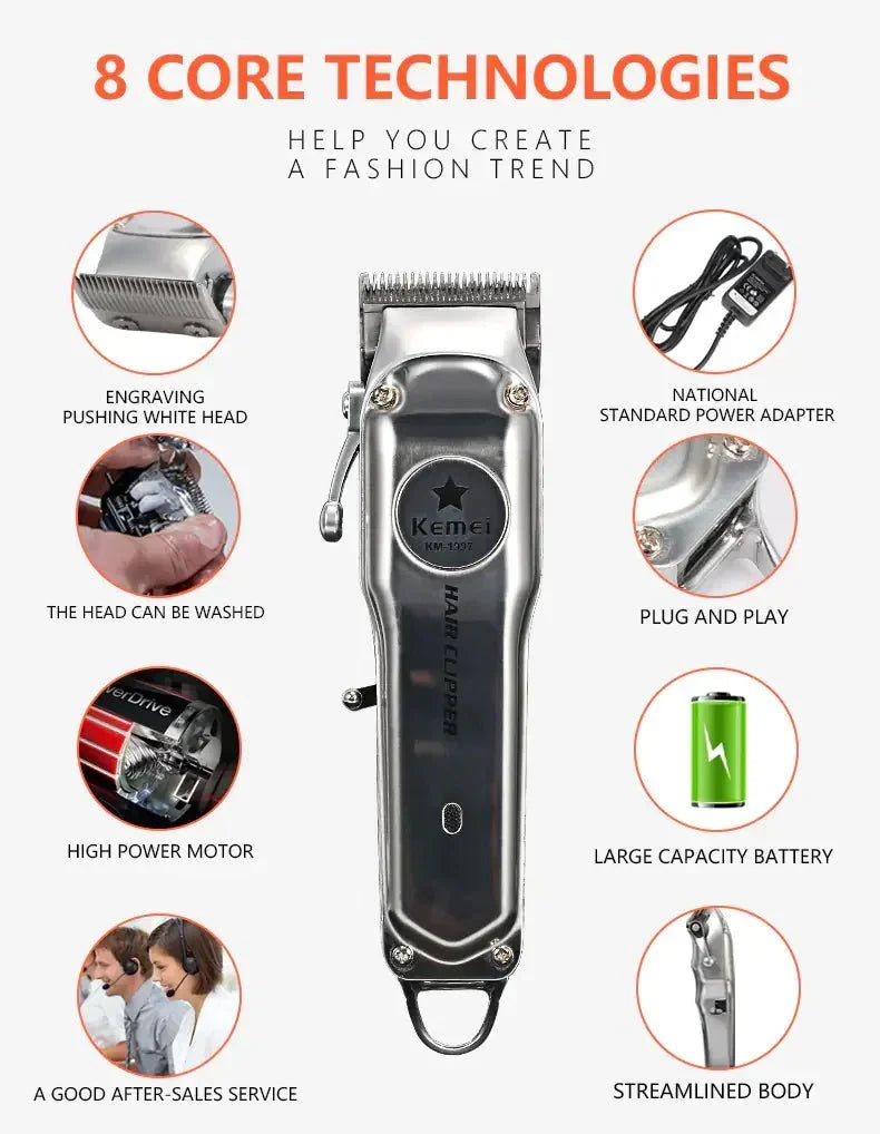 Kemei Hair Clipper - Kemei Rechargeable Electric Hair Clipper for Men - Manhattan Viral