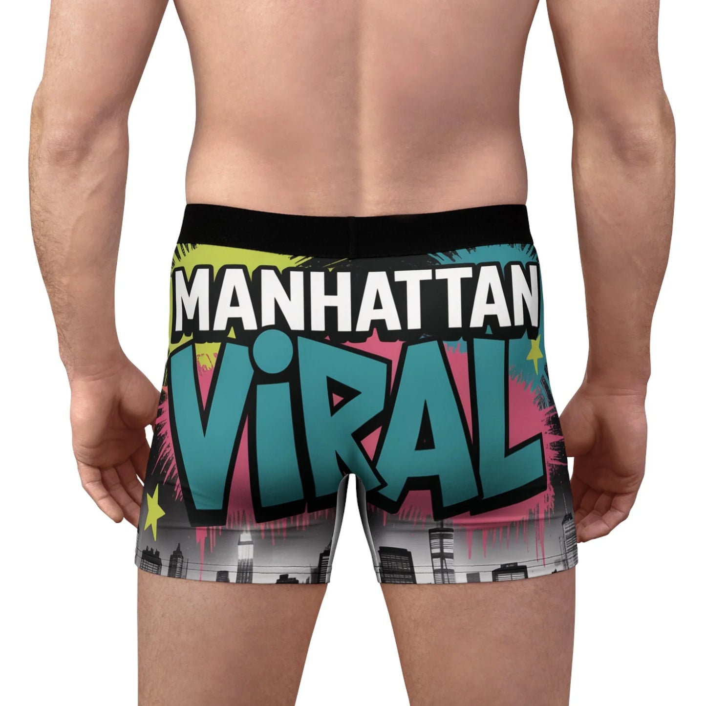 Men's Boxer Briefs - Viral Manhattan Print, Fun Underwear, Trendy Gift for Men, Unique Boxer Shorts, Stylish Men's Loungewear - Manhattan Viral