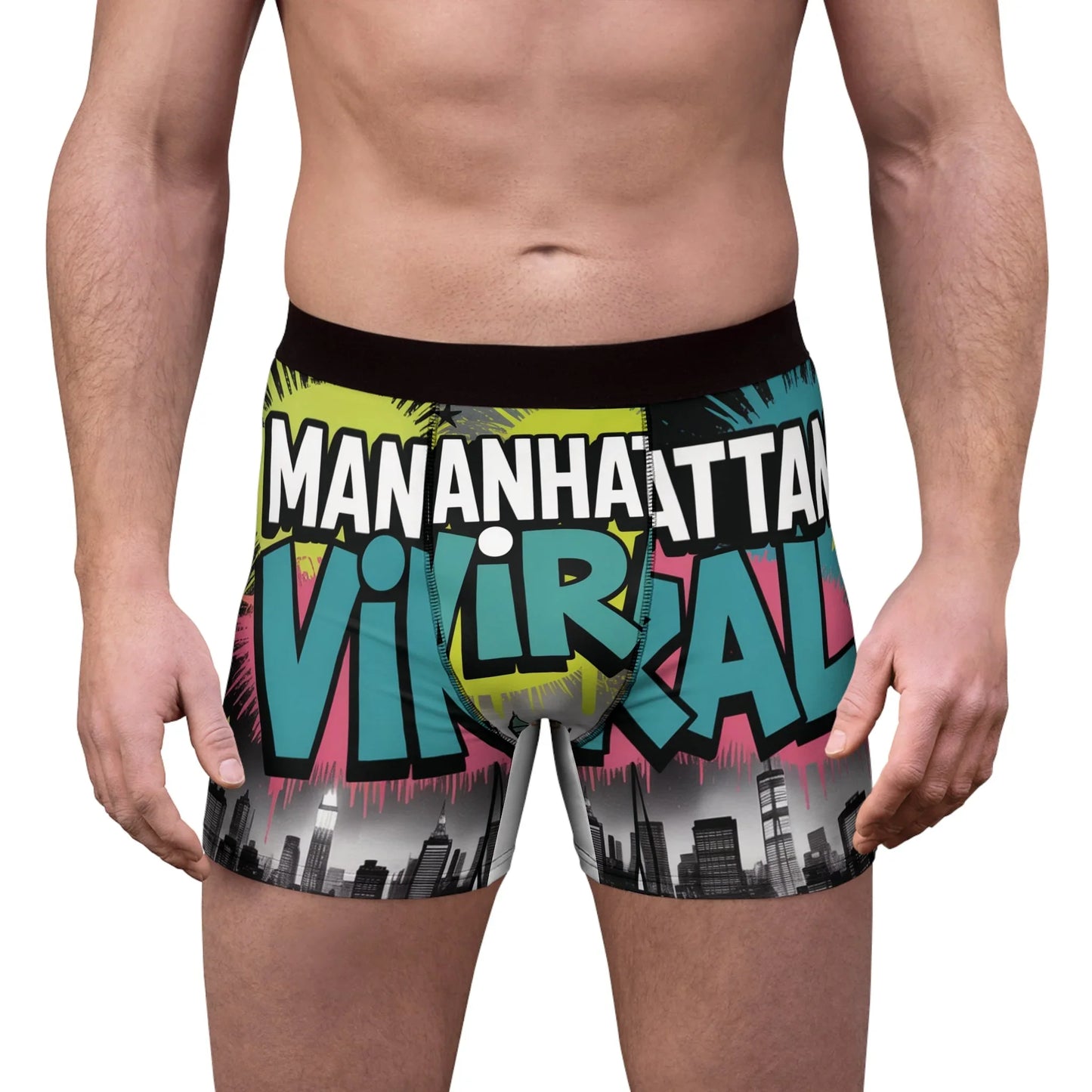 Men's Boxer Briefs - Viral Manhattan Print, Fun Underwear, Trendy Gift for Men, Unique Boxer Shorts, Stylish Men's Loungewear - Manhattan Viral