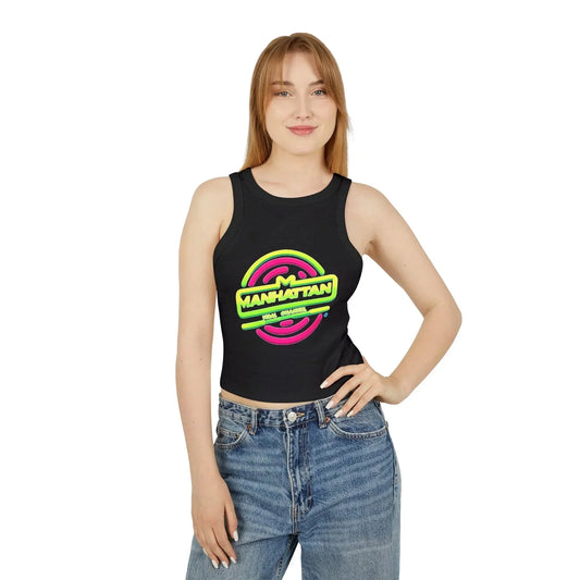 Neon Lights Tank Top NYC Women's Micro Rib Racer - Manhattan Viral - Manhattan Viral