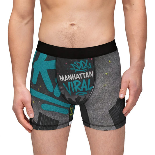 Viral Graffiti Boxers, Manhattan Viral Men's Underwear, Stylish Boxers, Unique Men's Gifts, Trendy Loungewear, Funky Print Boxer Briefs - Manhattan Viral